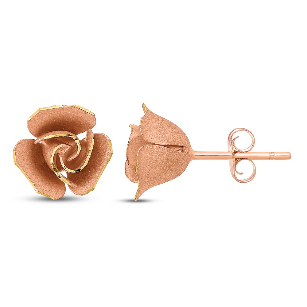 Diamond-cut Stud Earrings 14K Rose Gold TbCjwyag