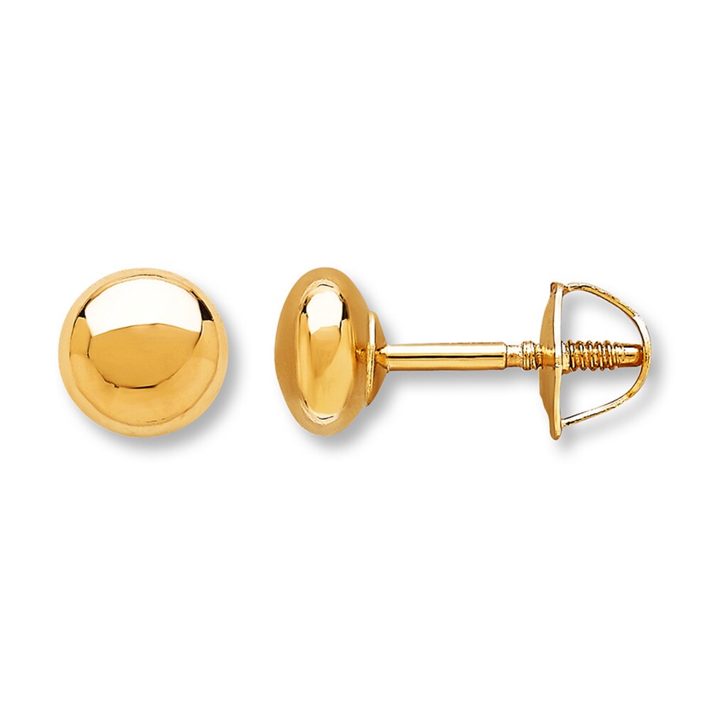 Children's Earrings 4mm Flat-top Ball 14K Yellow Gold TbODj87u