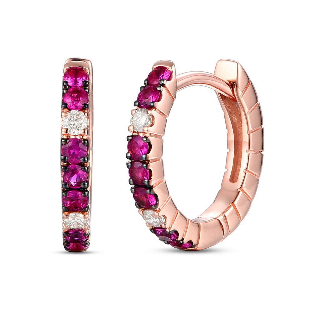 Le Vian Natural Ruby Hoop Earrings 1/20 ct tw Diamonds 14K Strawberry Gold TjVteJ11