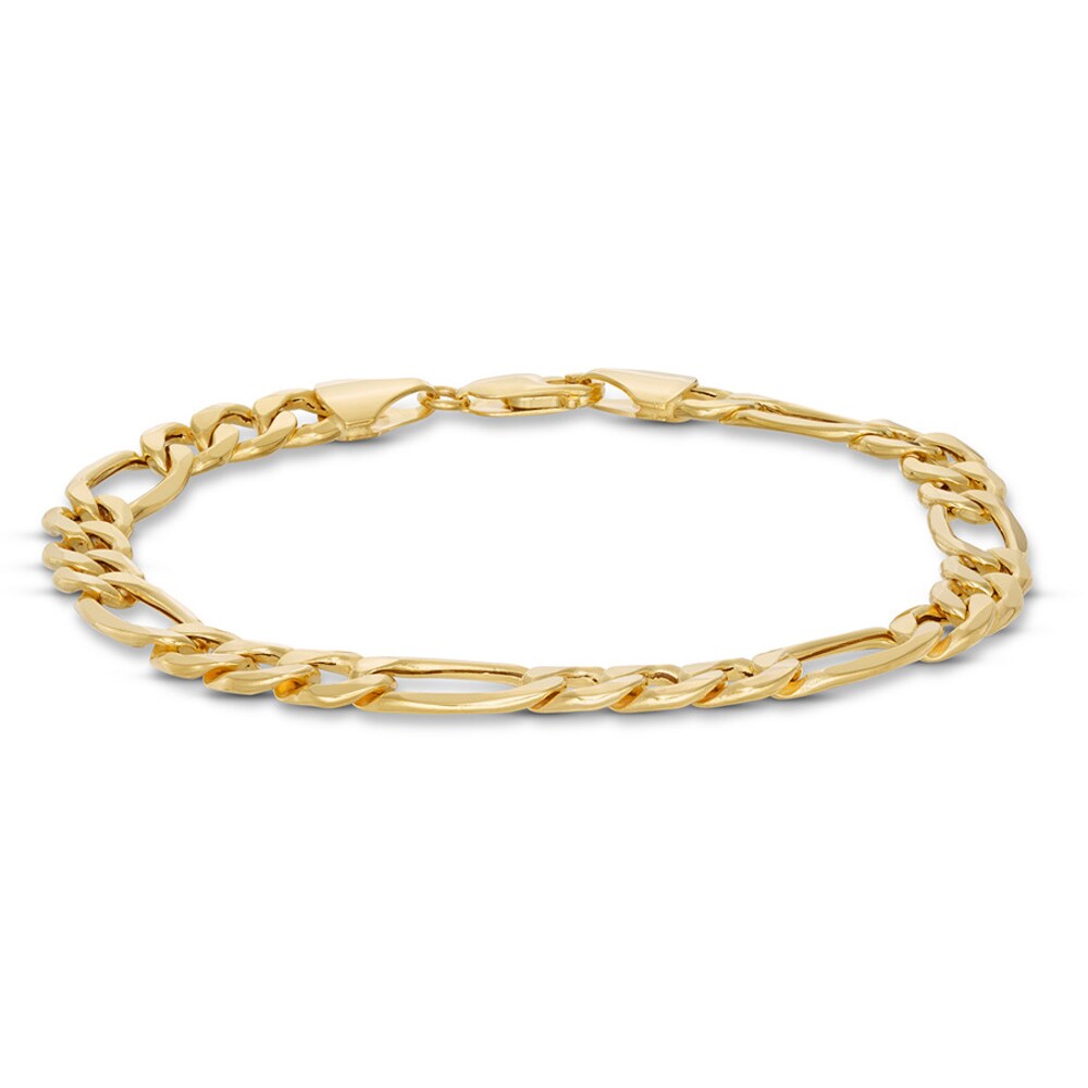 Figaro Link Chain Bracelet 10K Yellow Gold 9" TjtGUSGa