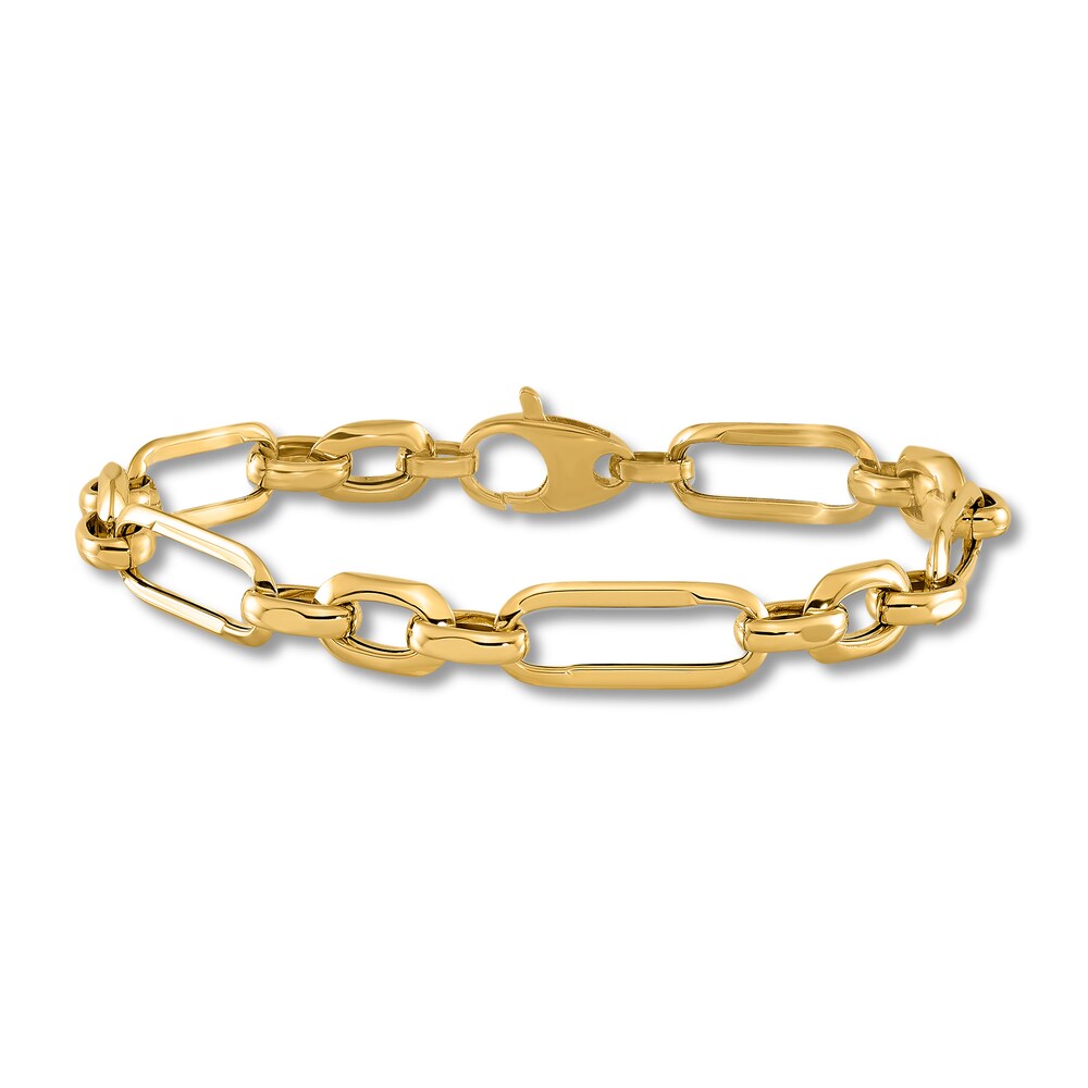 Polished Fancy Link Bracelet 14K Yellow Gold 7.5" TmRfIXRM