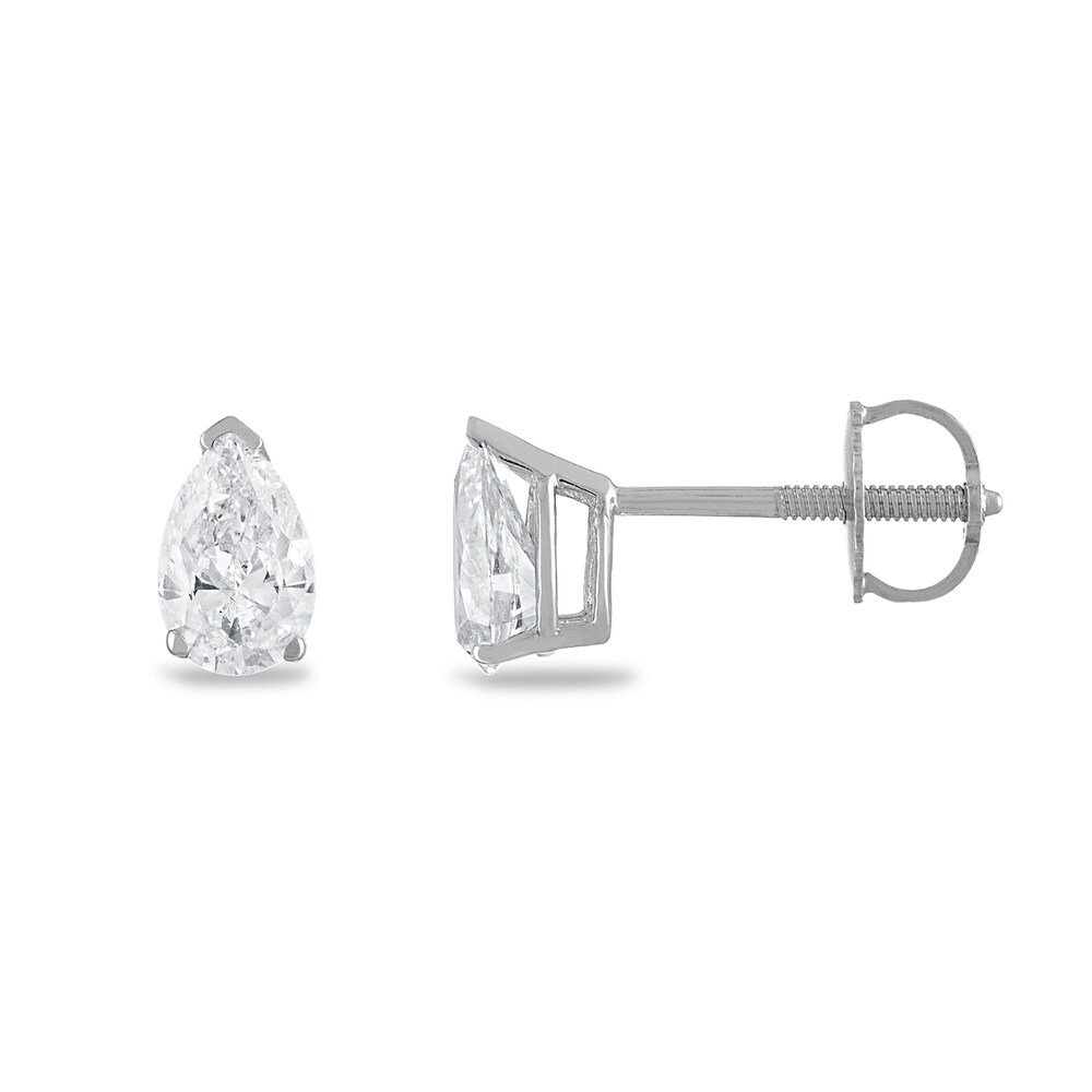 Certified Diamond Solitaire Earrings 3/4 ct tw Pear-shaped 18K White Gold (SI2/I) Tp9HU9BK