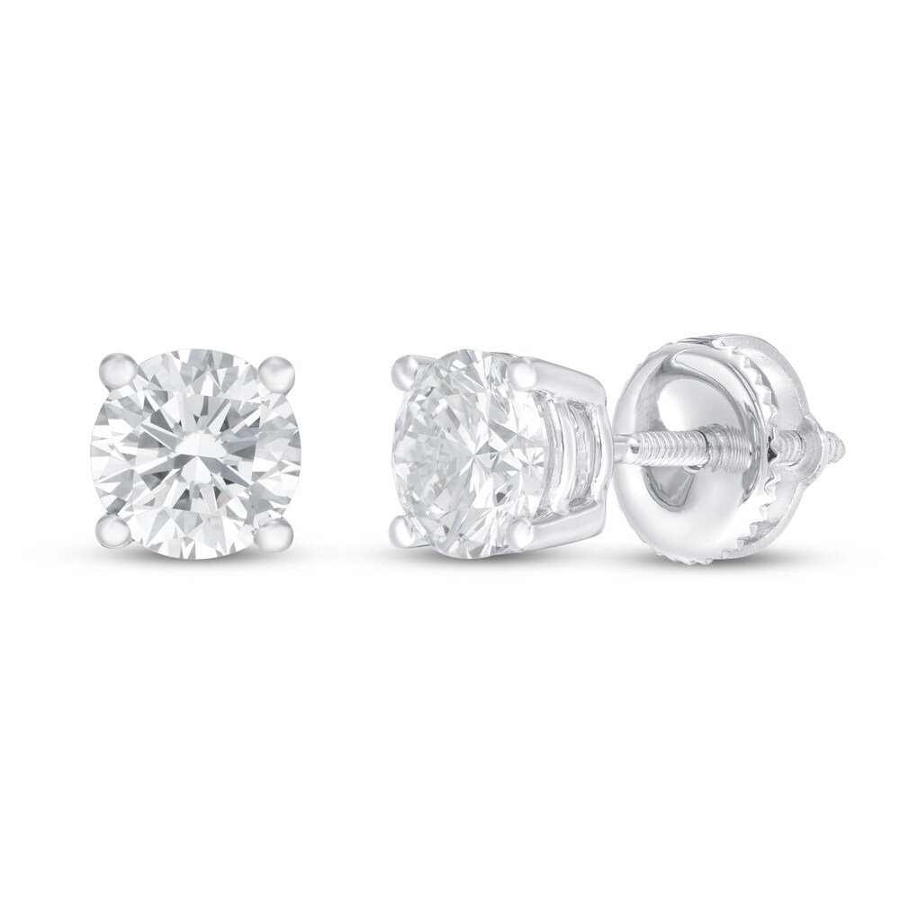 Lab-Created Diamond Solitaire Earrings 1 ct tw Round 14K White Gold (SI2/F) TpniBpsS