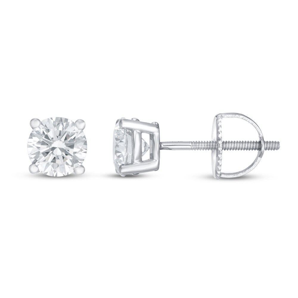 Lab-Created Diamond Solitaire Earrings 1 ct tw Round 14K White Gold (SI2/F) TpniBpsS