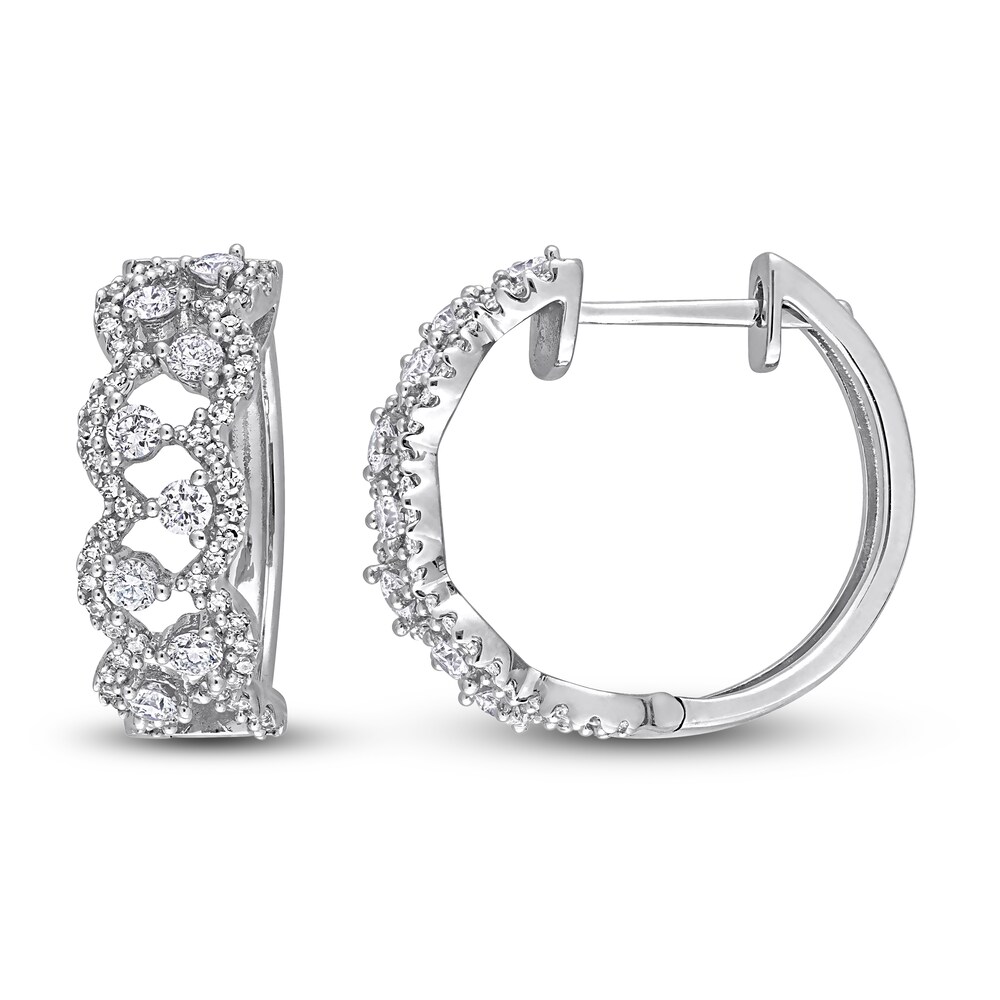 Diamond Hoop Earrings 1 ct tw Round 14K White Gold Tt6KZGWf