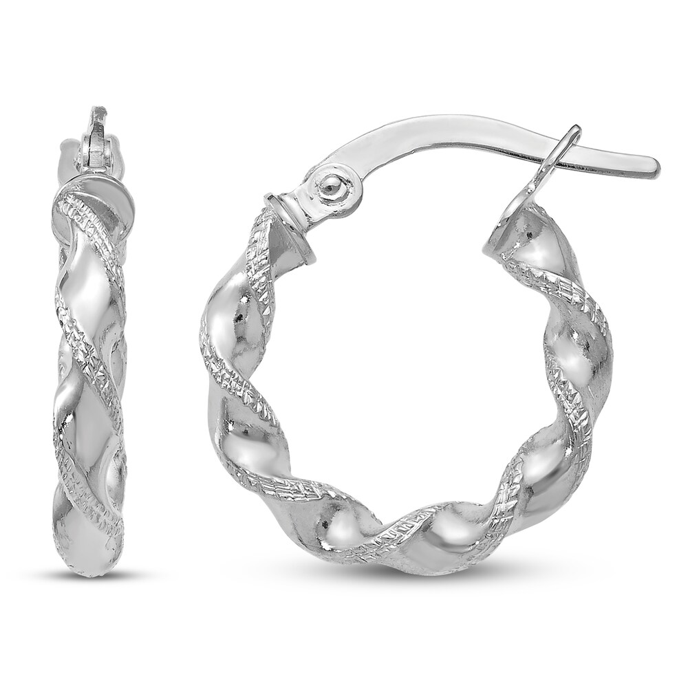 Twisted Hoop Earrings 14K White Gold TvyltL7X