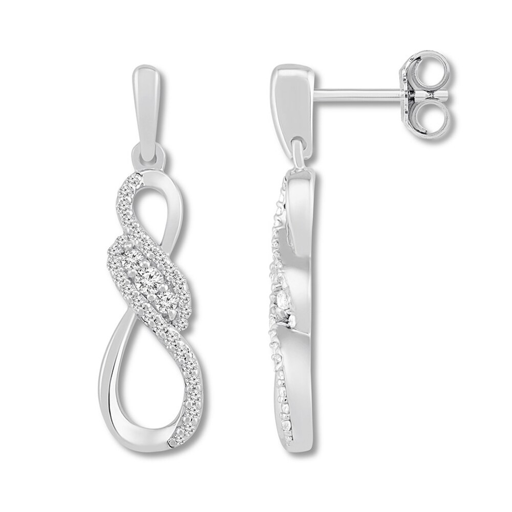 Diamond Infinity Earrings 1/3 ct tw Round 10K White Gold Tybyx9Qk