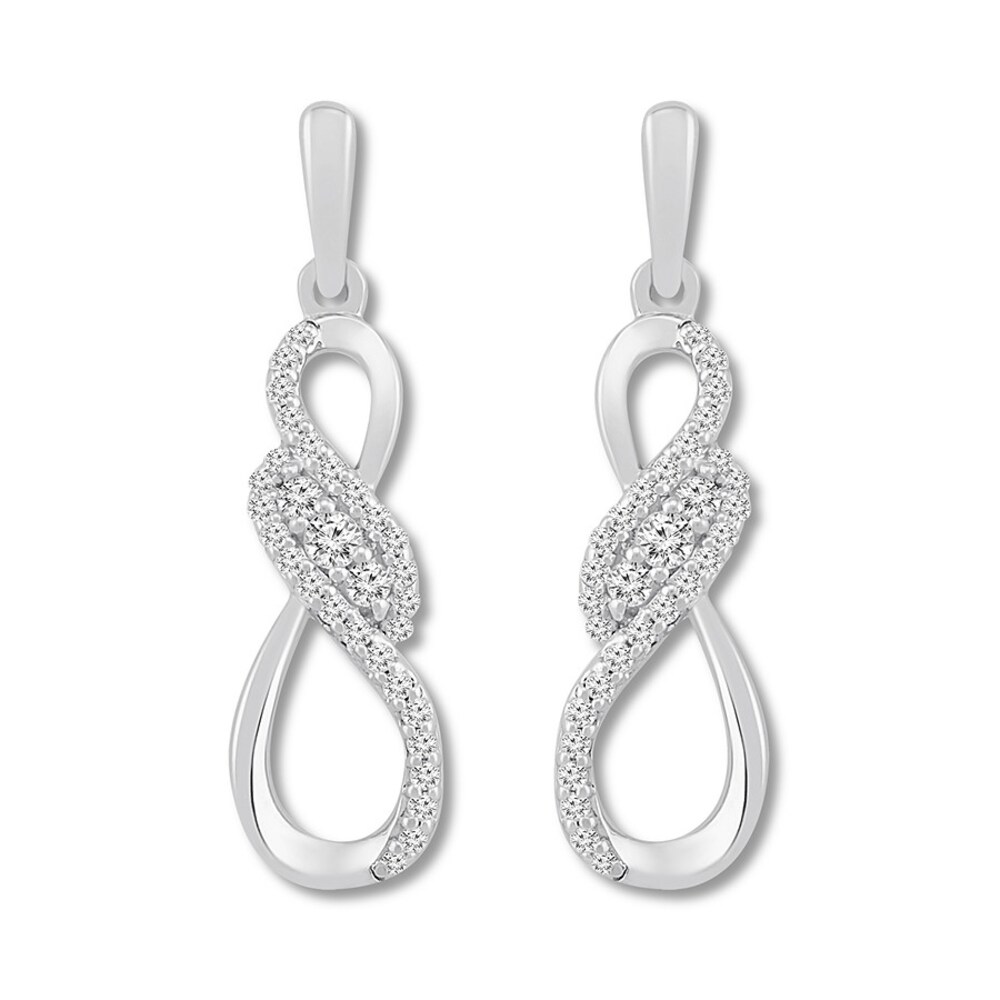 Diamond Infinity Earrings 1/3 ct tw Round 10K White Gold Tybyx9Qk