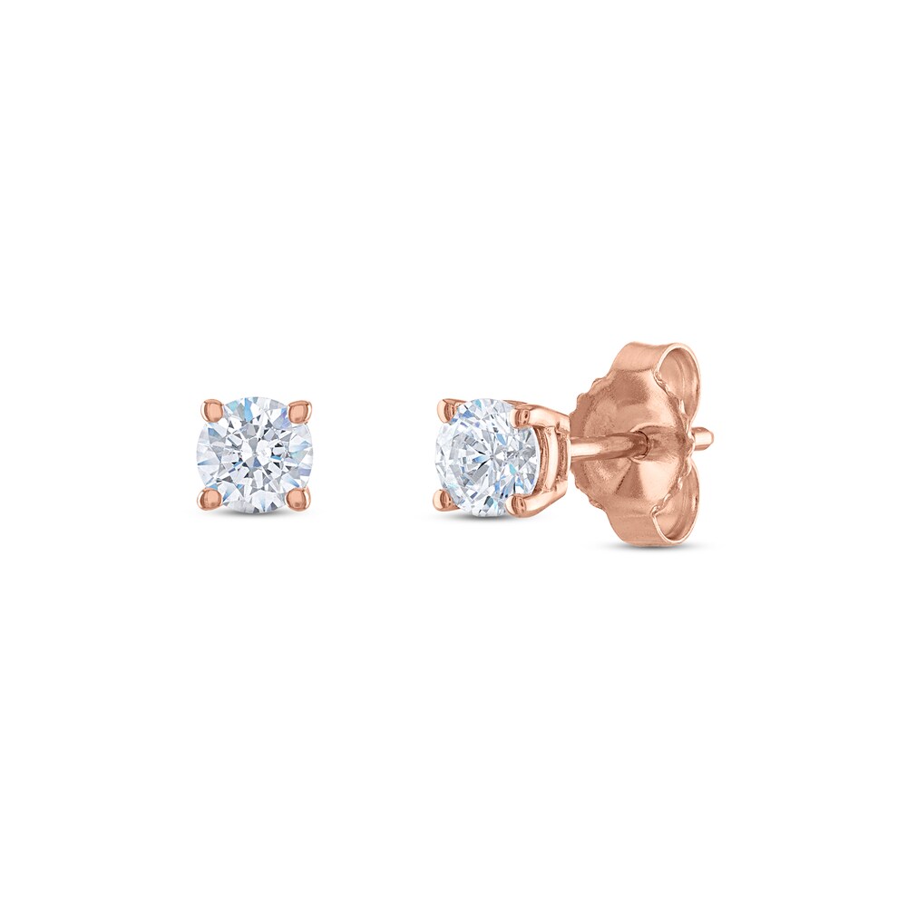 Diamond Solitaire Stud Earrings 1/3 ct tw Round 14K Rose Gold (I2/I) U4gKivkm