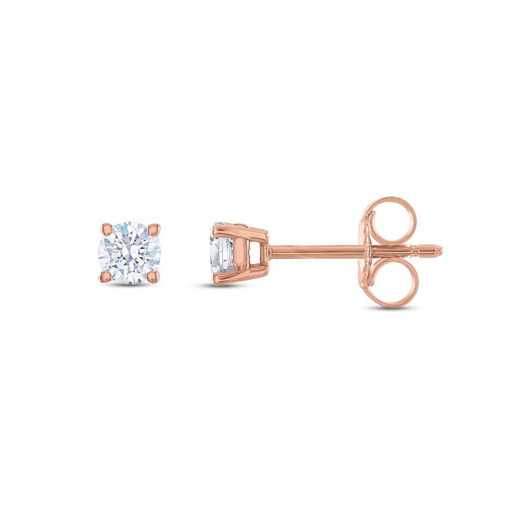 Diamond Solitaire Stud Earrings 1/3 ct tw Round 14K Rose Gold (I2/I) U4gKivkm
