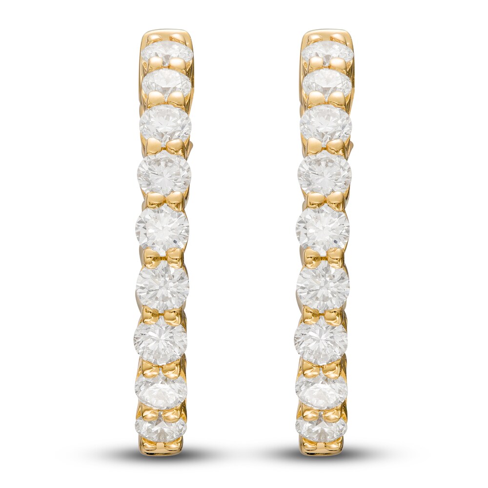 Lab-Created Diamond Hoop Earrings 1 ct tw Round 14K Yellow Gold U4yQwqOu