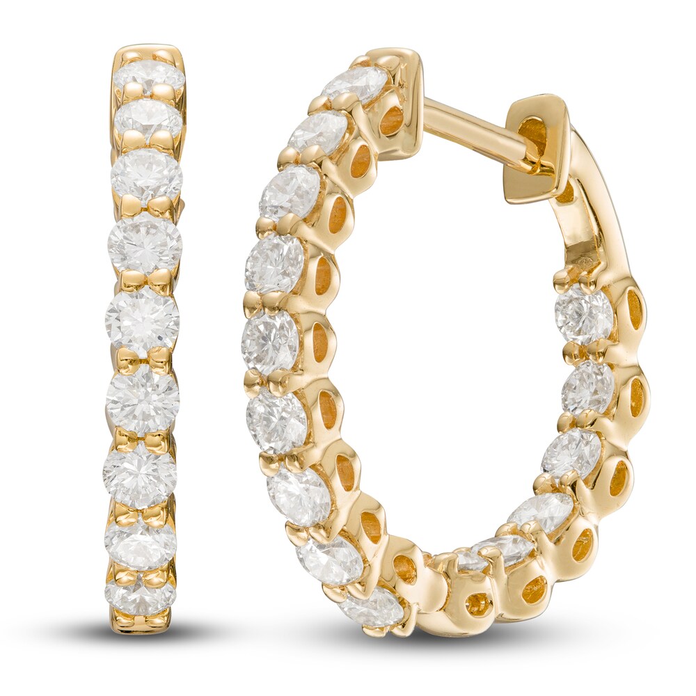 Lab-Created Diamond Hoop Earrings 1 ct tw Round 14K Yellow Gold U4yQwqOu