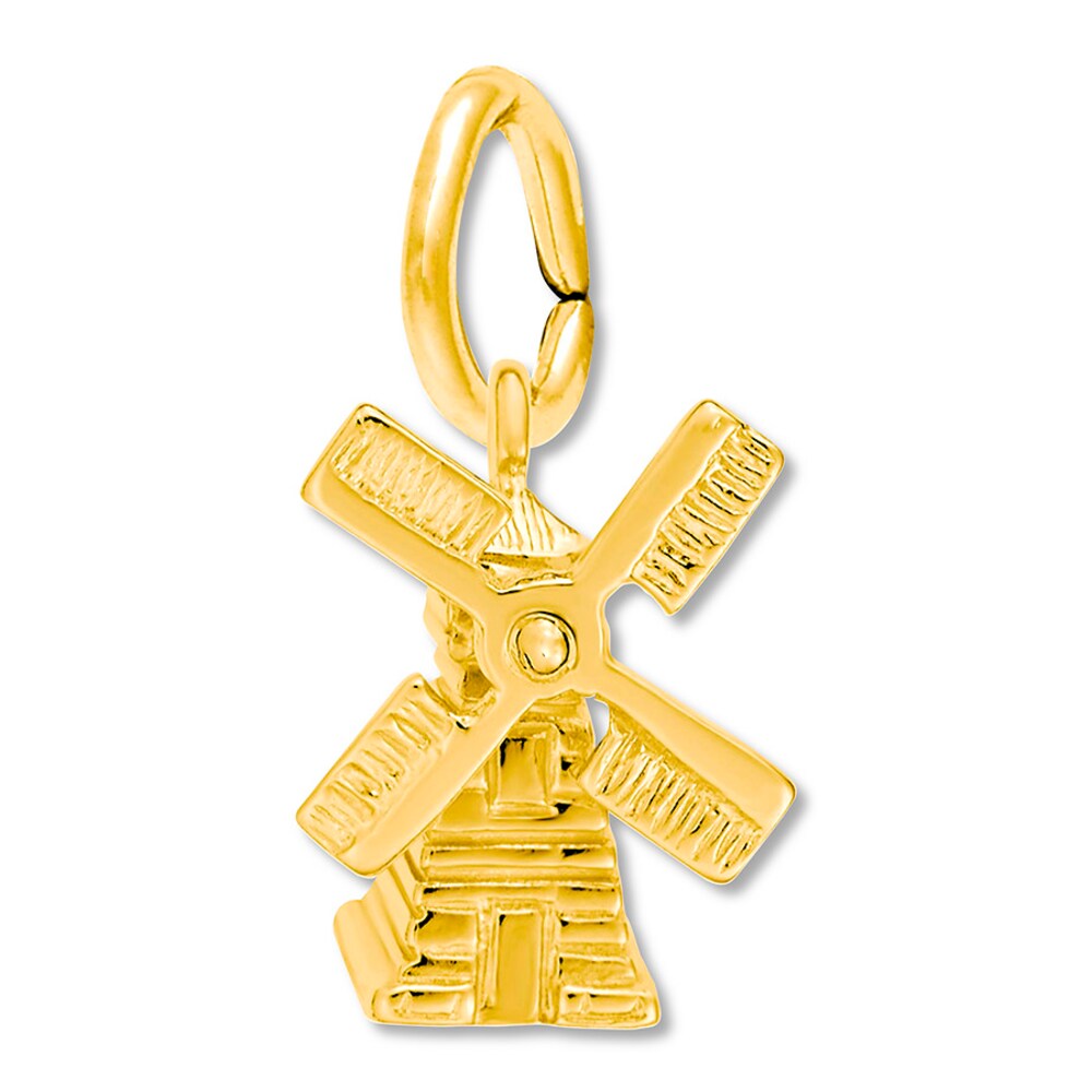 Windmill Charm 14K Yellow Gold U8OtU4aA