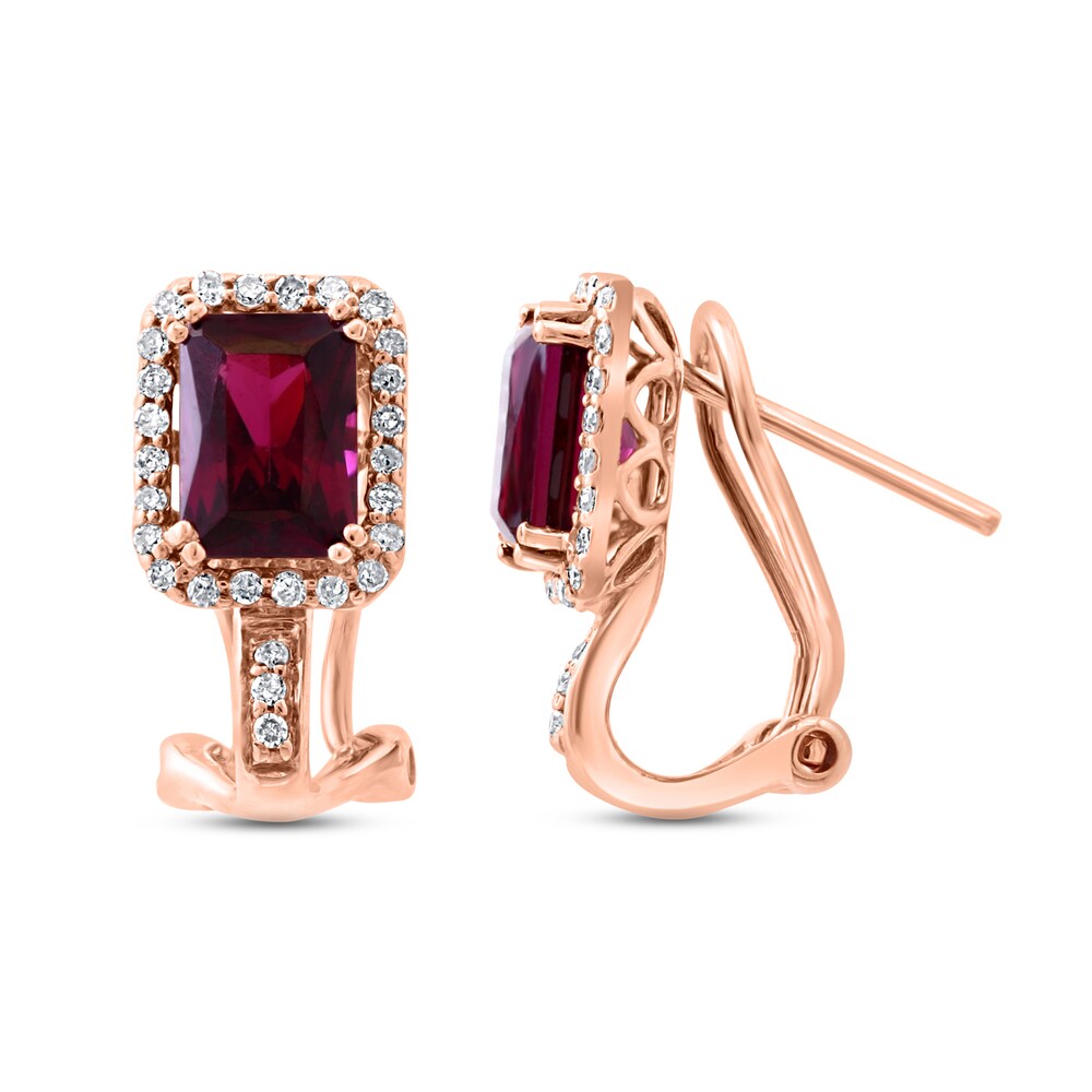 LALI Jewels Natural Rhodolite Garnet Earrings 1/4 ct tw Diamonds 14K Rose Gold UAGApCii