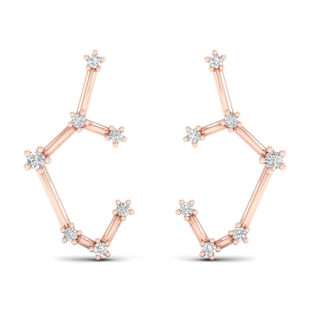 Diamond Sagittarius Constellation Earrings 1/8 ct tw Round 14K Rose Gold UAO1lrk9