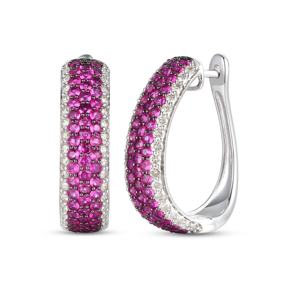 Le Vian Natural Ruby Semi-Hoop Earrings 7/8 ct tw Diamonds 14K Vanilla Gold UC1UYTOb