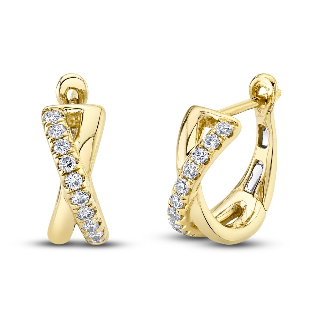 Shy Creation Diamond Huggie Earrings 1/5 ct tw Round 14K Yellow Gold SC22007275V2 UG7La3Bz