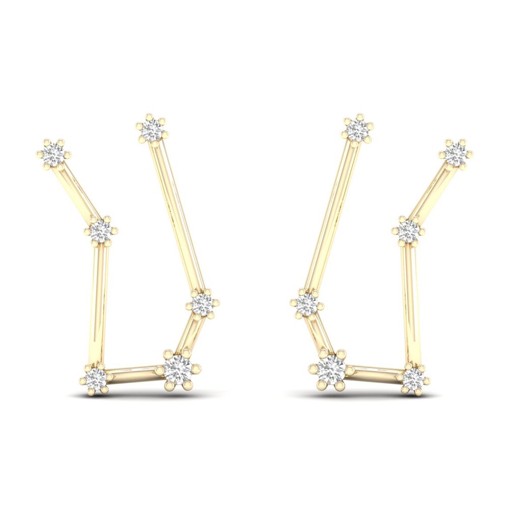 Diamond Gemini Constellation Earrings 1/8 ct tw Round 14K Yellow Gold UL3dG9WG