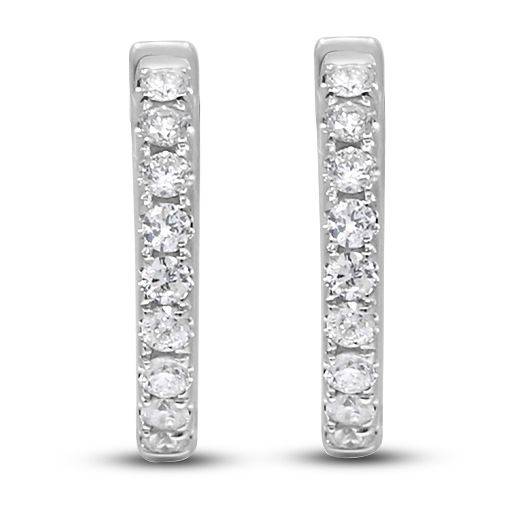 Diamond Hoop Earrings 1/3 ct tw Round 14K White Gold UPZzLgCR