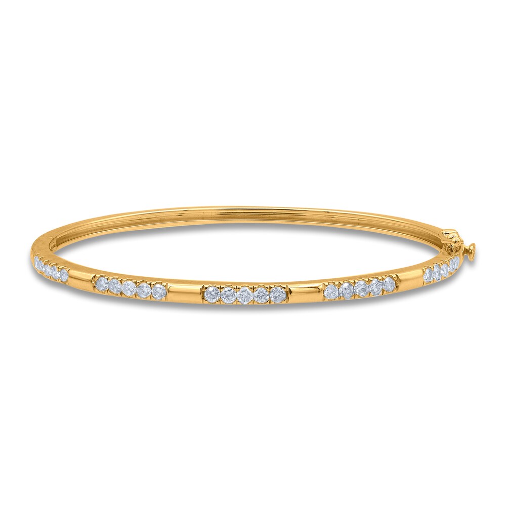 Diamond Bangle Bracelet 1 ct tw Round 14K Yellow Gold 7" UTxdUSF4