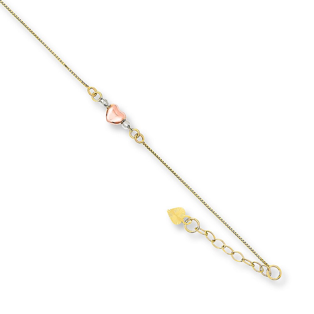 Puffed Heart Anklet 14K Tri-Color Gold UYSphRsU