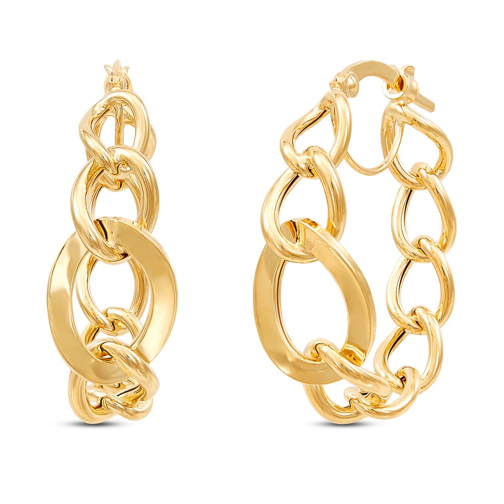 Graduated Oval Link Hoop Earrings 10K Yellow Gold UcyPxNYP