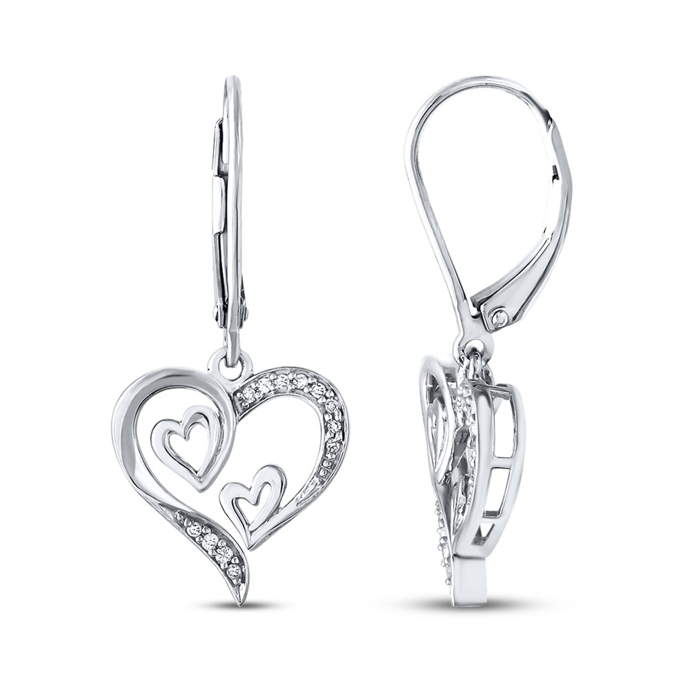 Triple Heart Earrings 1/15 ct tw Diamonds Sterling Silver UdcPipCI
