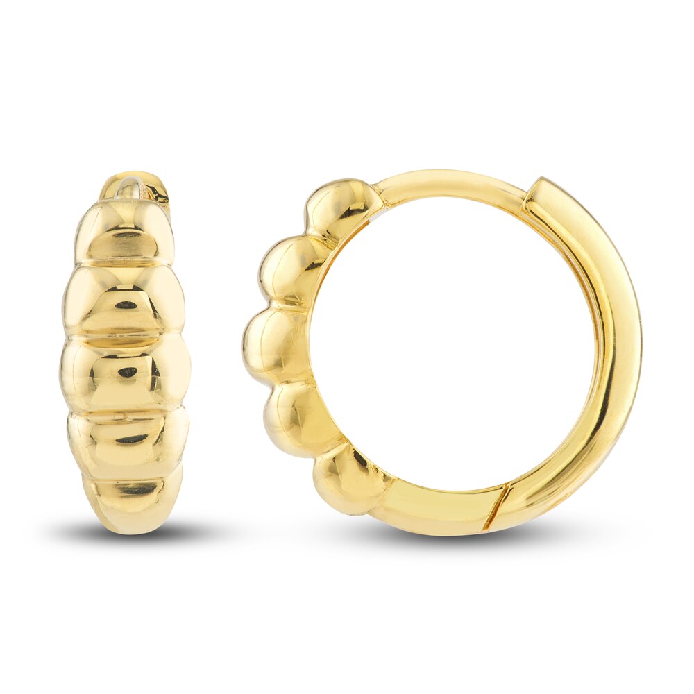 Puffy Huggie Earrings Round 14K Yellow Gold Ue98eoVR