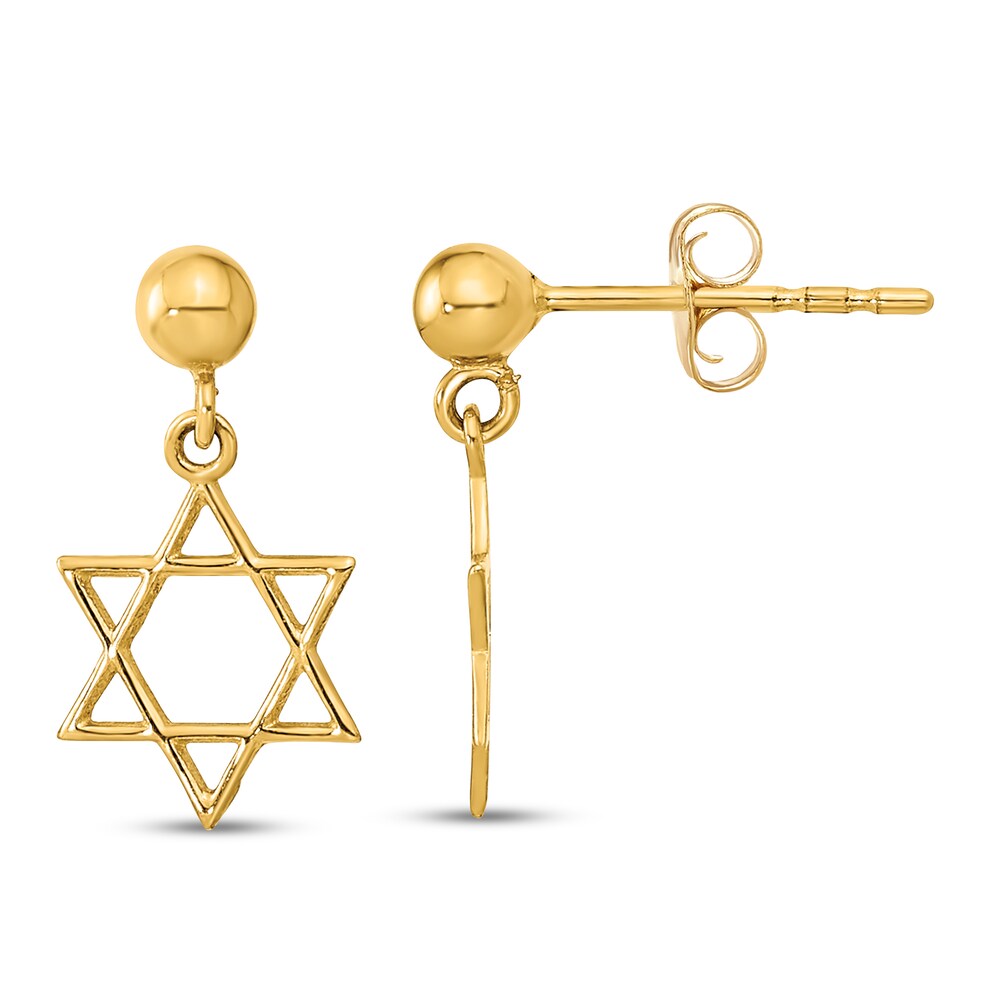 Star of David Dangle Earrings 14K Yellow Gold Ui7iWQGa