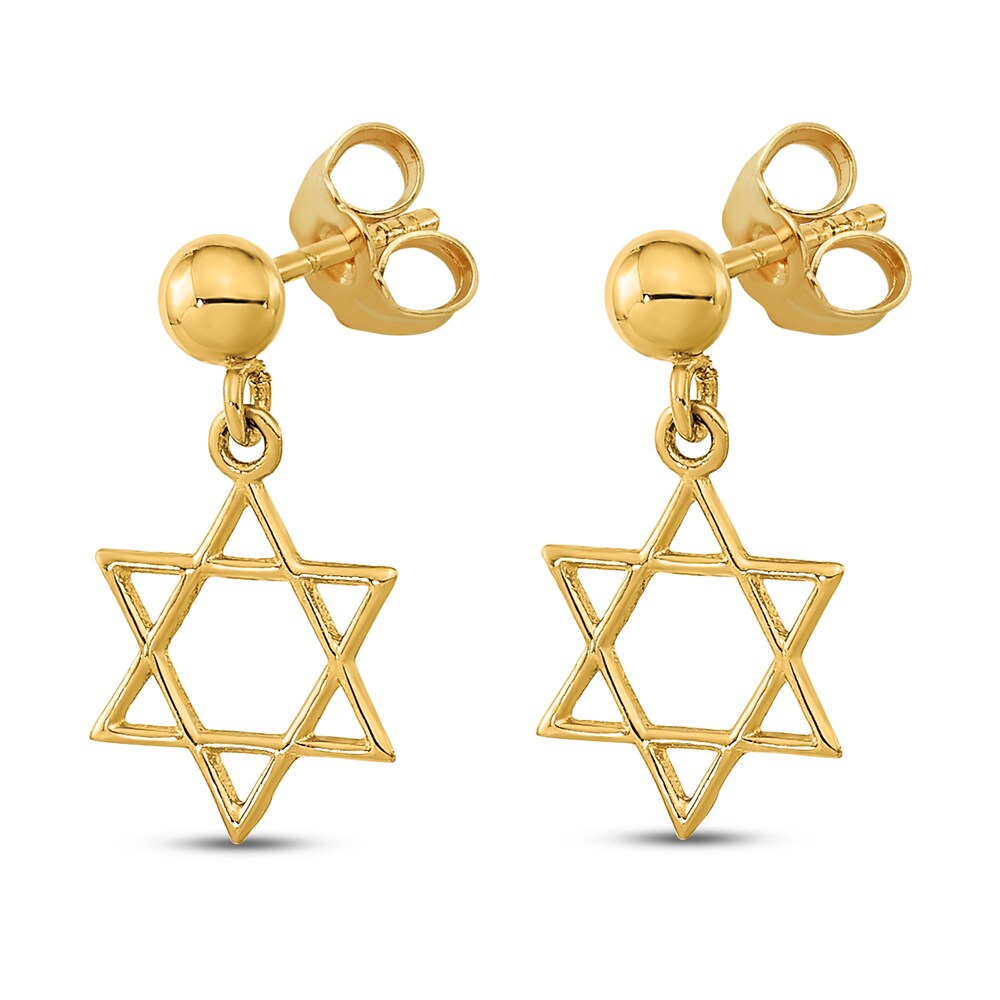 Star of David Dangle Earrings 14K Yellow Gold Ui7iWQGa