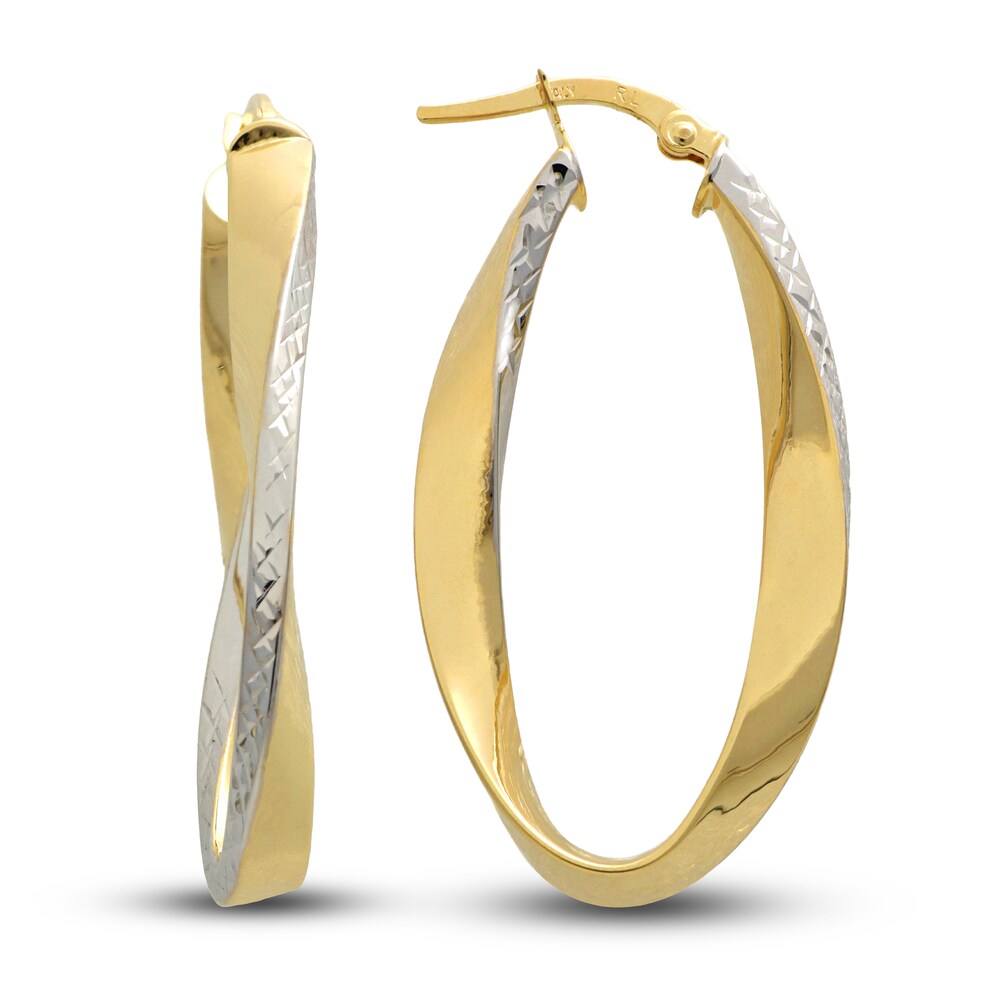 Hollow Tube Hoop Earrings 14K Yellow Gold 38mm UpbN4PYF