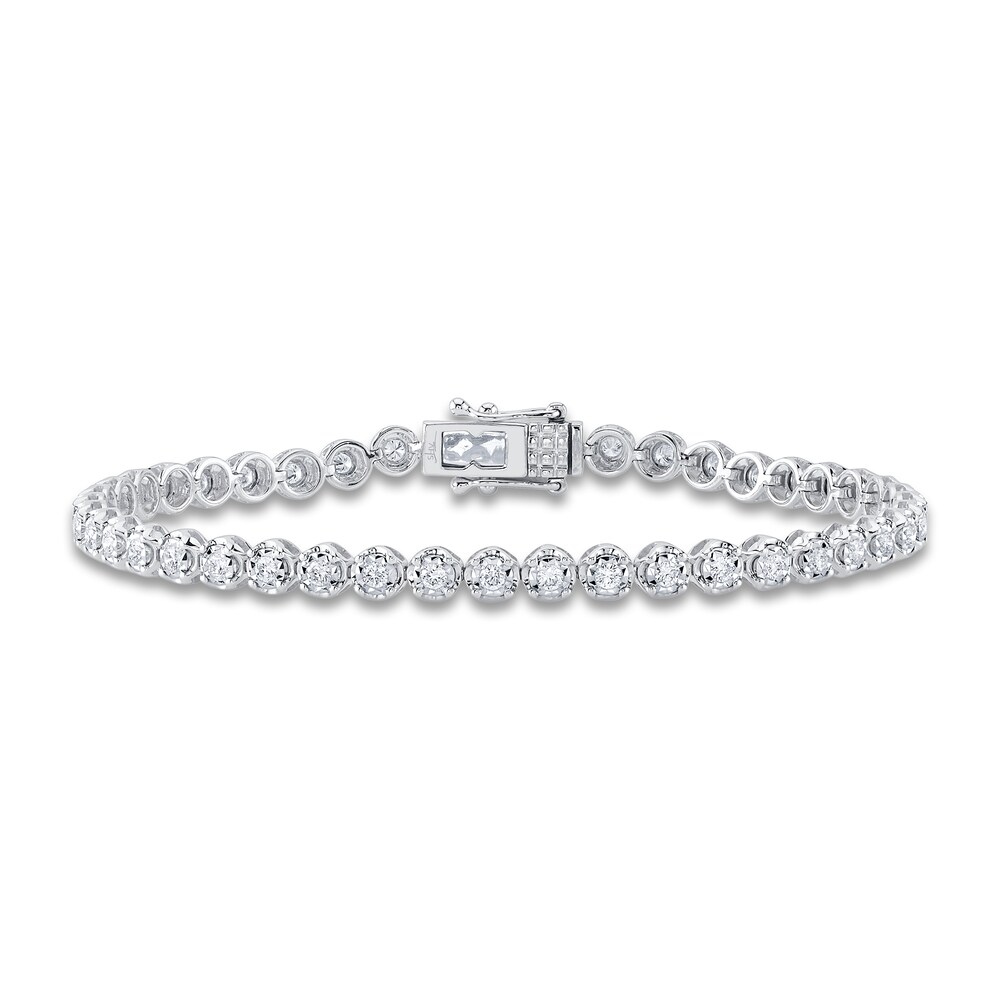 Shy Creation Diamond Tennis Bracelet 1 ct tw Round 14K White Gold 7" SC55024353 UrYiDs7v