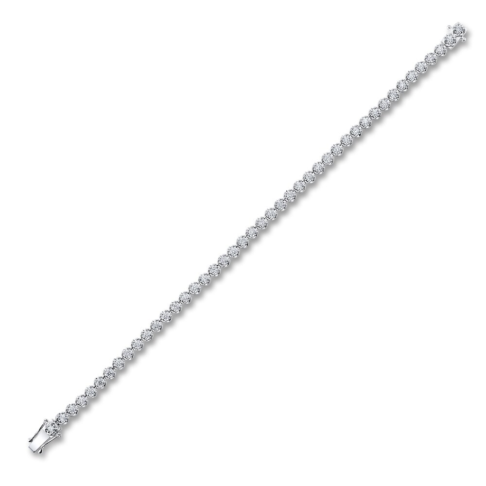 Shy Creation Diamond Tennis Bracelet 1 ct tw Round 14K White Gold 7\" SC55024353 UrYiDs7v