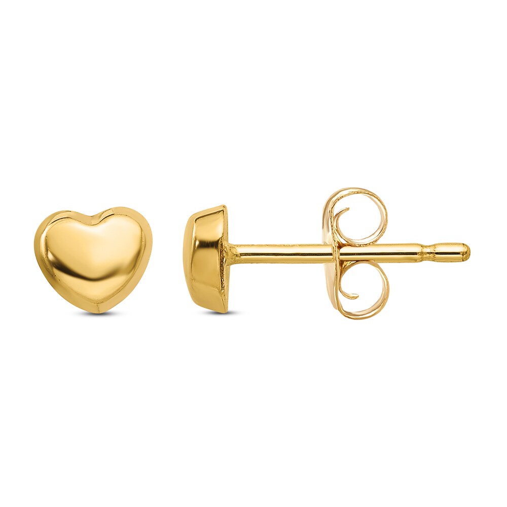 Heart Stud Earrings 14K Yellow Gold Us7BU6n1