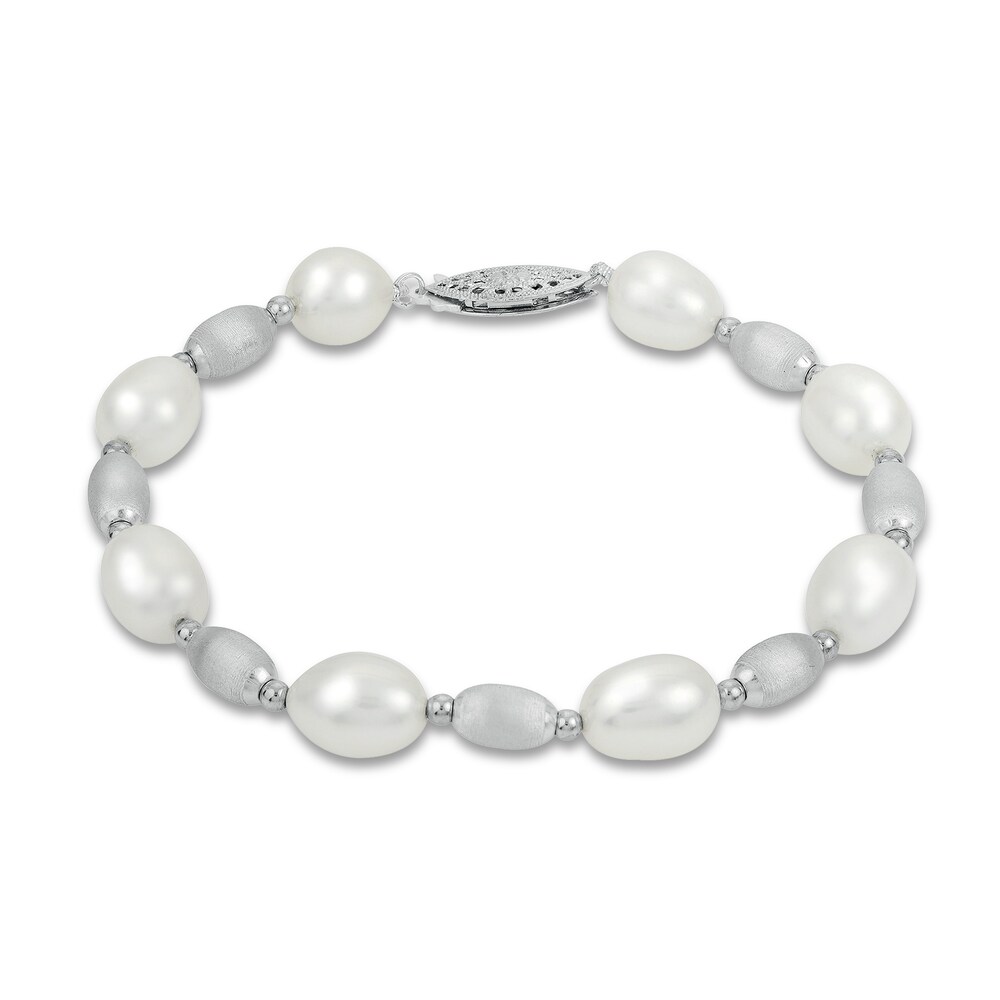 Cultured Freshwater Pearl Bead Bracelet Sterling Silver Uuh9sTvo