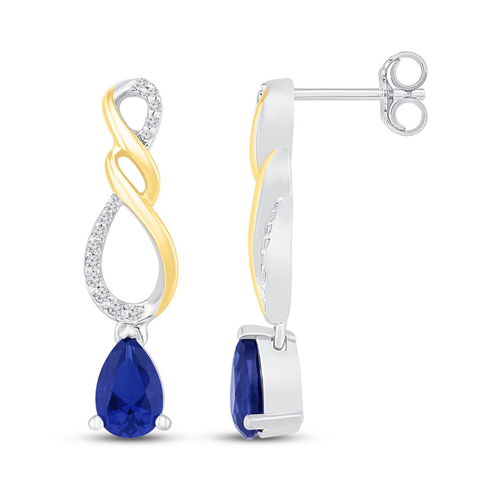 Lab-Created Sapphire Infinity Earrings Sterling Silver/10K Gold V0ruJD4a