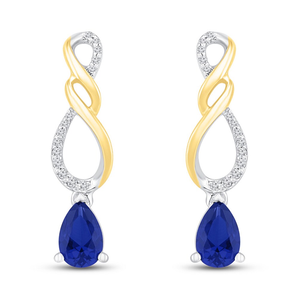 Lab-Created Sapphire Infinity Earrings Sterling Silver/10K Gold V0ruJD4a