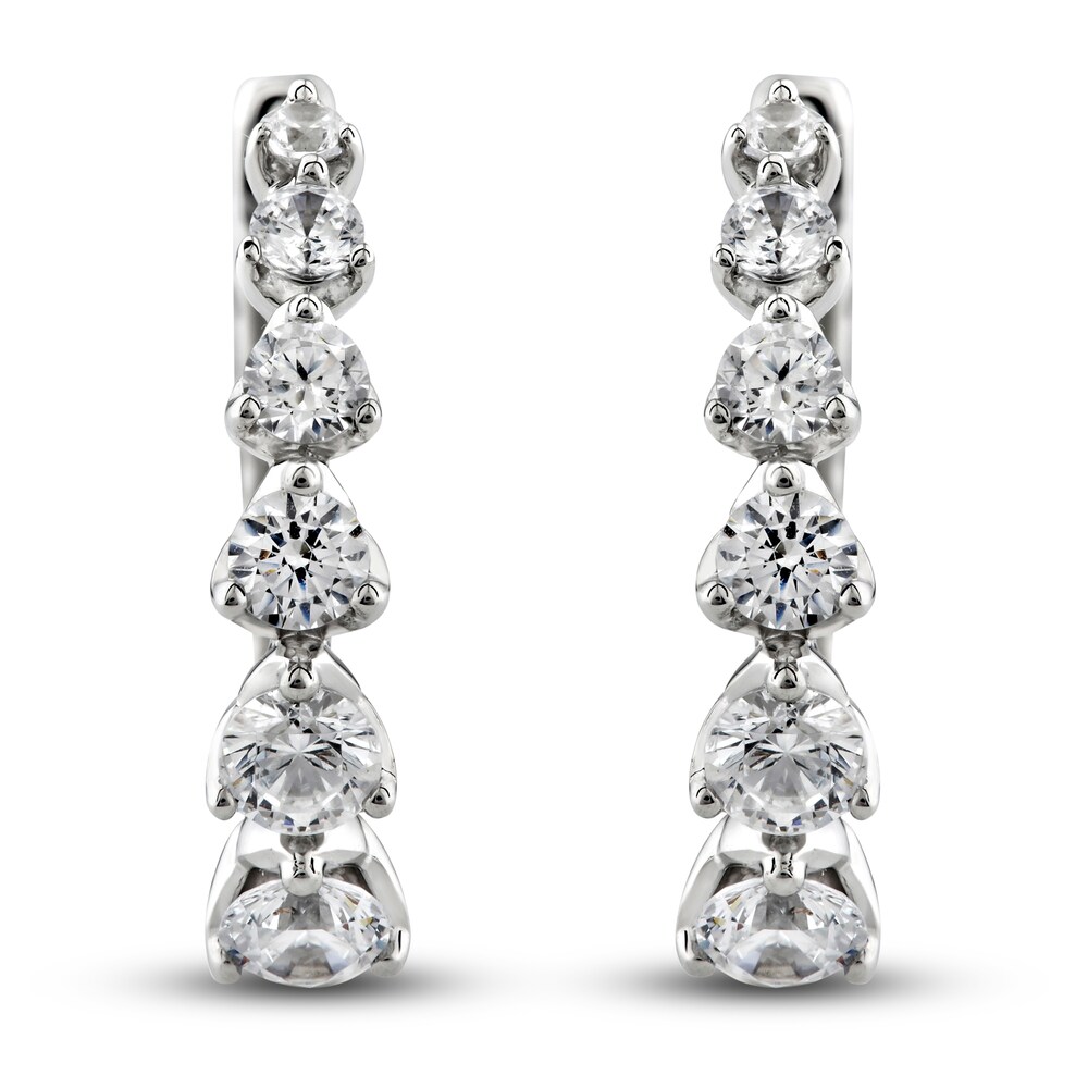 Diamond Hoop Earrings 1 ct tw Round 14K White Gold V2giLhSQ