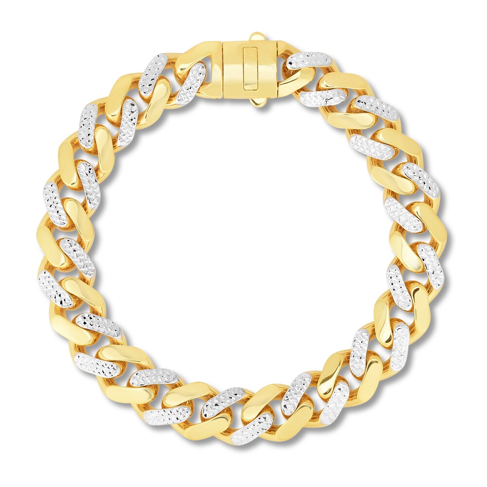 Pave Curb Chain Bracelet 14K Yellow Gold 8.5" V2ld2KTN