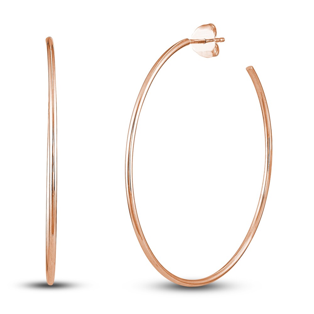 Round Wire Hoop Earrings 14K Rose Gold 40mm V5KFRLEz