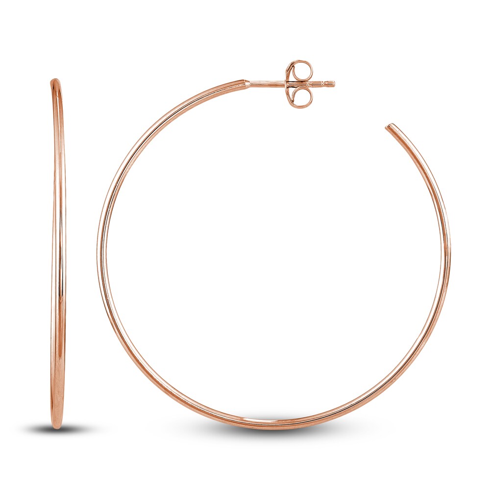 Round Wire Hoop Earrings 14K Rose Gold 40mm V5KFRLEz