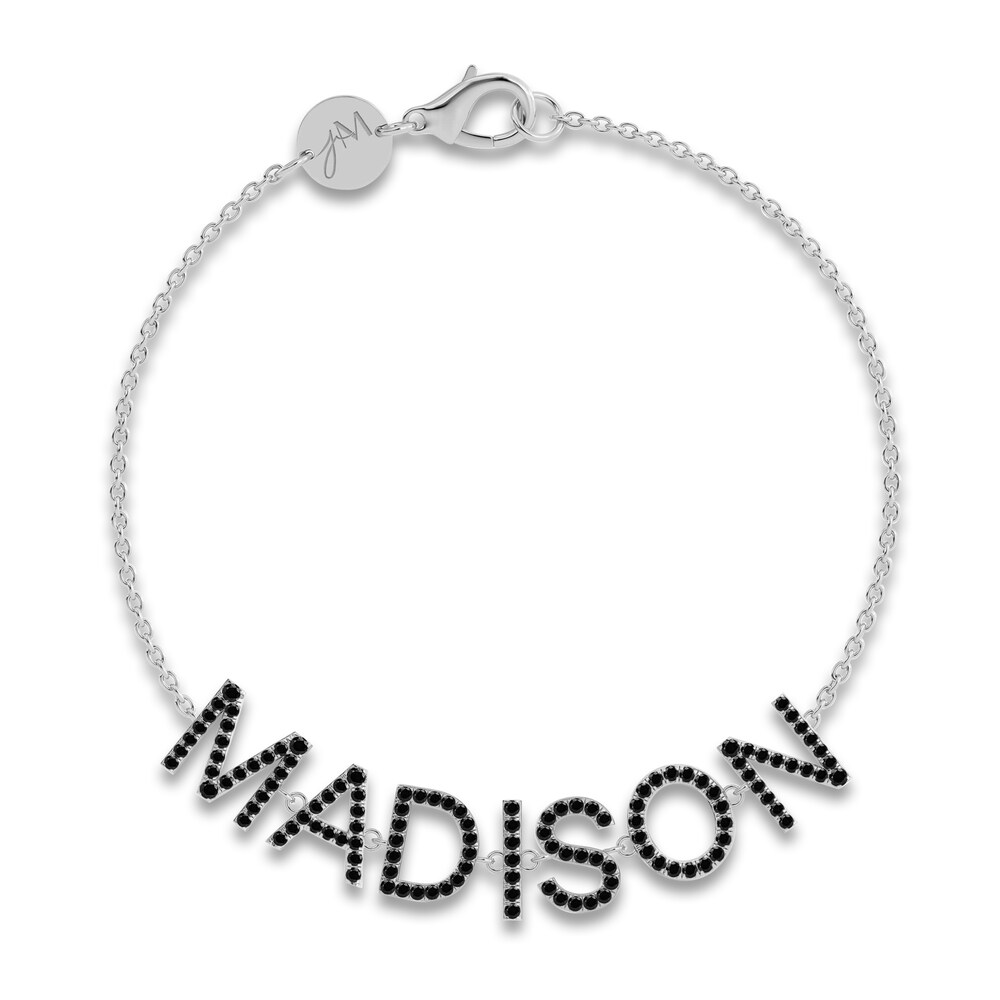 Juliette Maison Black Diamond Station Name Bracelet 2 ct tw Round 10K White Gold V5fwD0j3