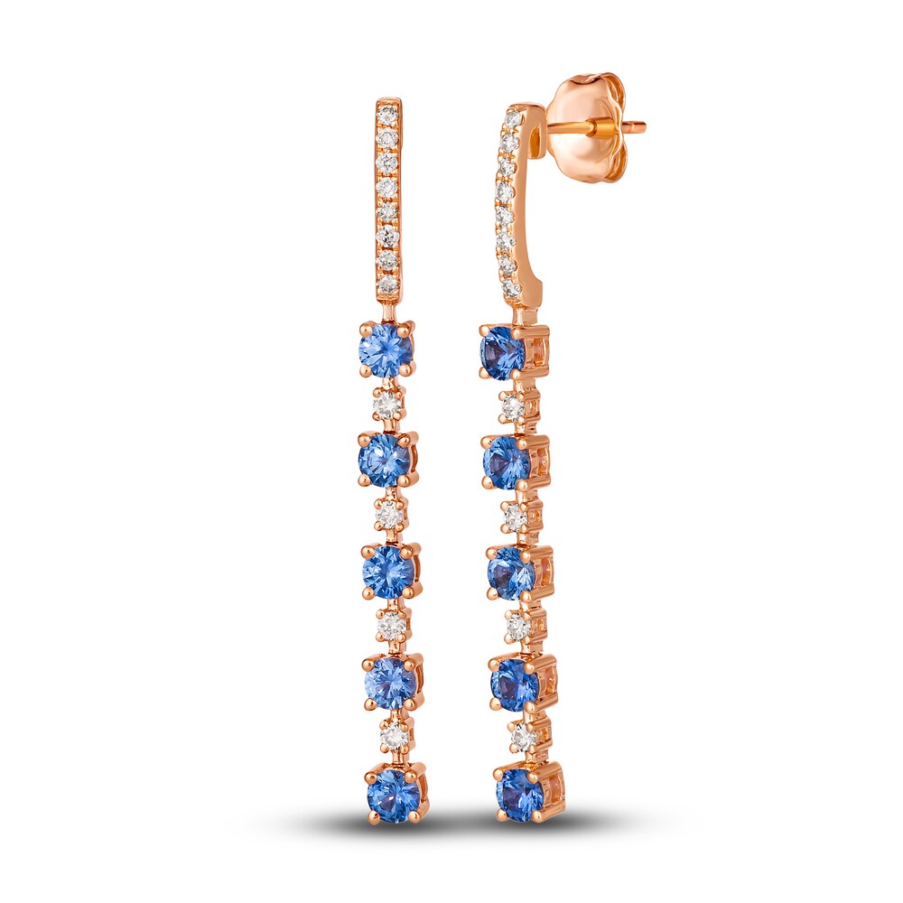 Le Vian Natural Blue Sapphire Earrings 1/4 ct tw Diamonds 14K Strawberry Gold V9HNluEK