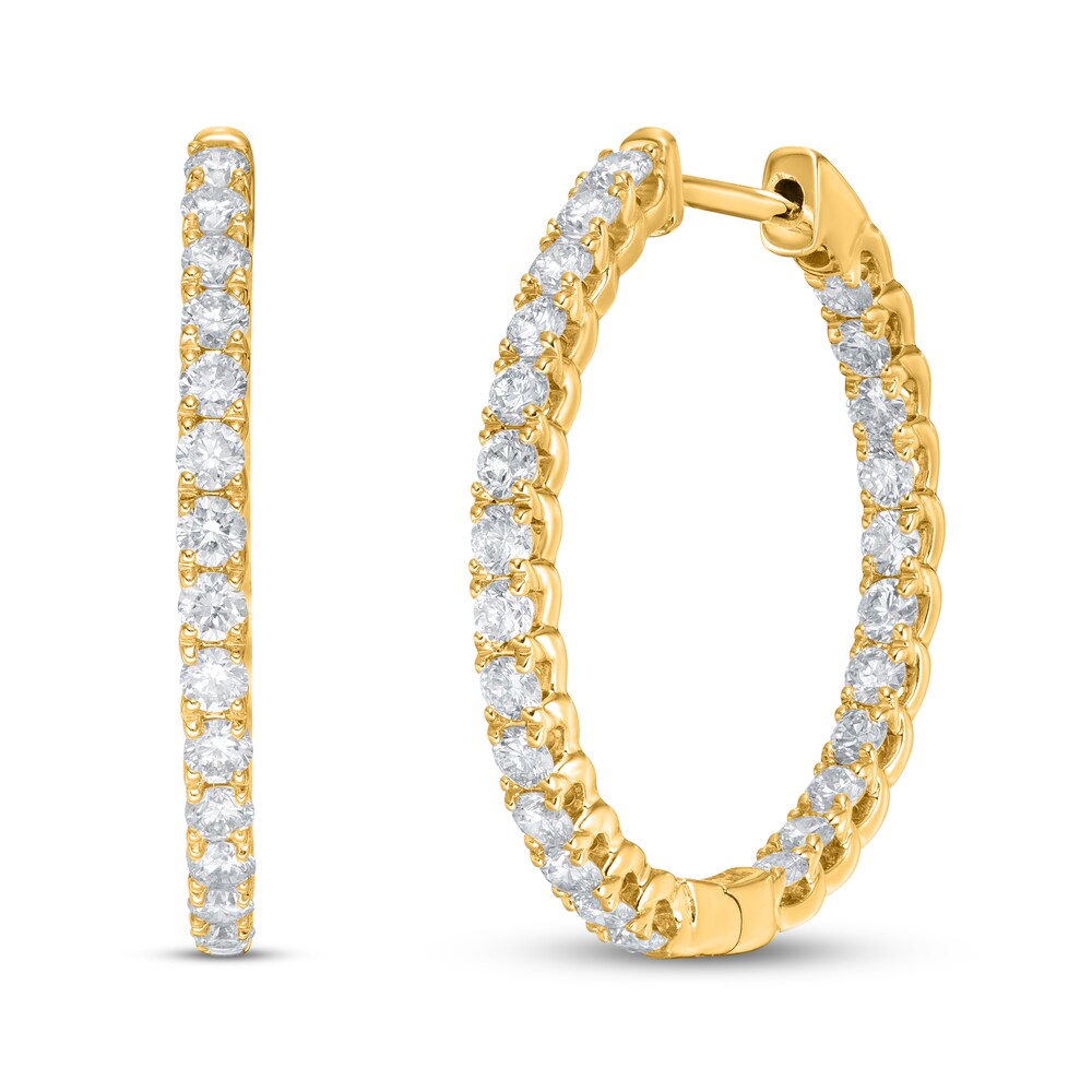 Lab-Created Diamond Hoop Earrings 1-1/2 ct tw Round 14K Yellow Gold VCNgXJbZ