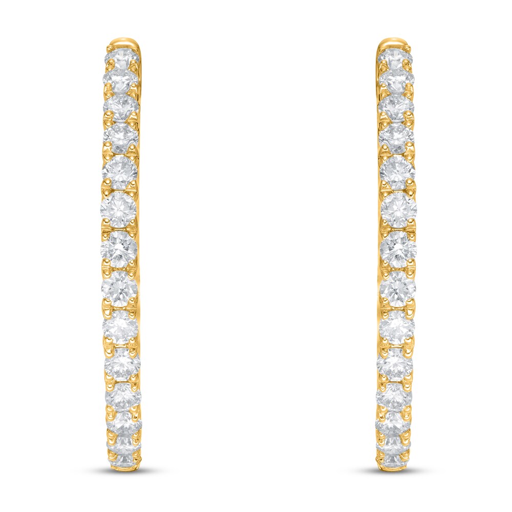 Lab-Created Diamond Hoop Earrings 1-1/2 ct tw Round 14K Yellow Gold VCNgXJbZ
