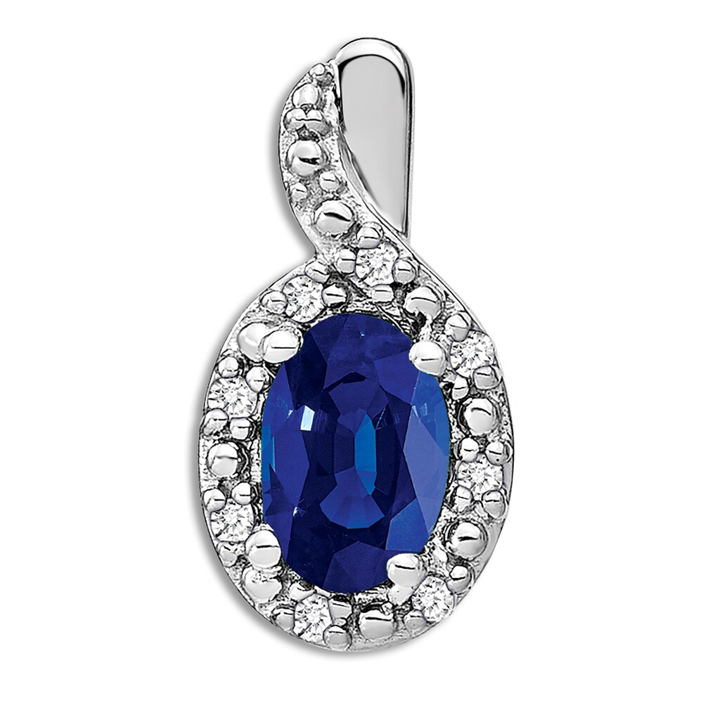 Natural Blue Sapphire Charm 1/20 ct tw Round 14K White Gold VDHNEqVh