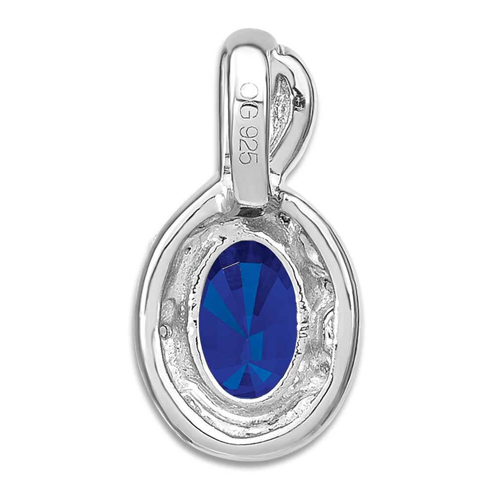 Natural Blue Sapphire Charm 1/20 ct tw Round 14K White Gold VDHNEqVh