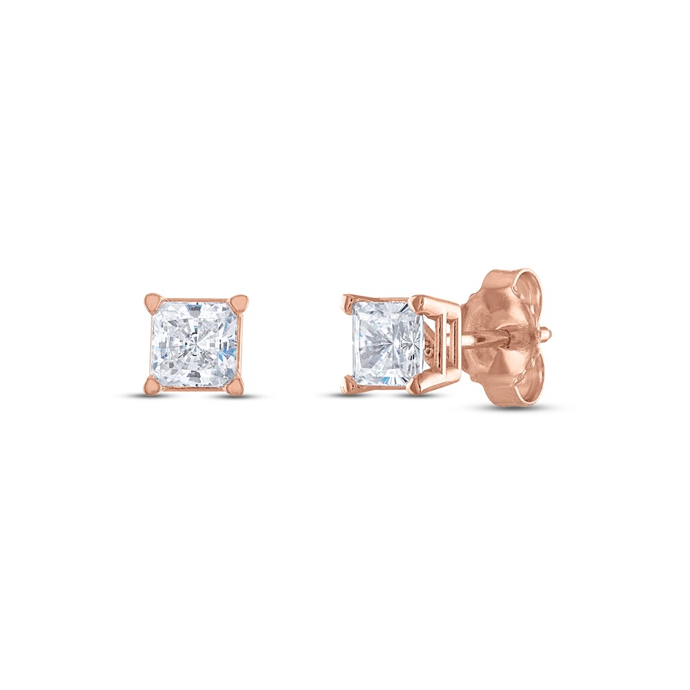 Diamond Solitaire Stud Earrings 3/4 ct tw Princess 14K Rose Gold (I2/I) VDlZxlY4