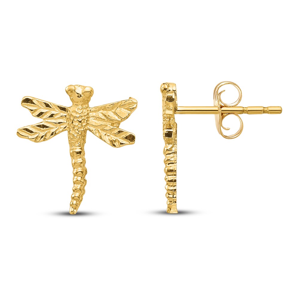 Dragonfly Stud Earrings 14K Yellow Gold VHaDYQ01