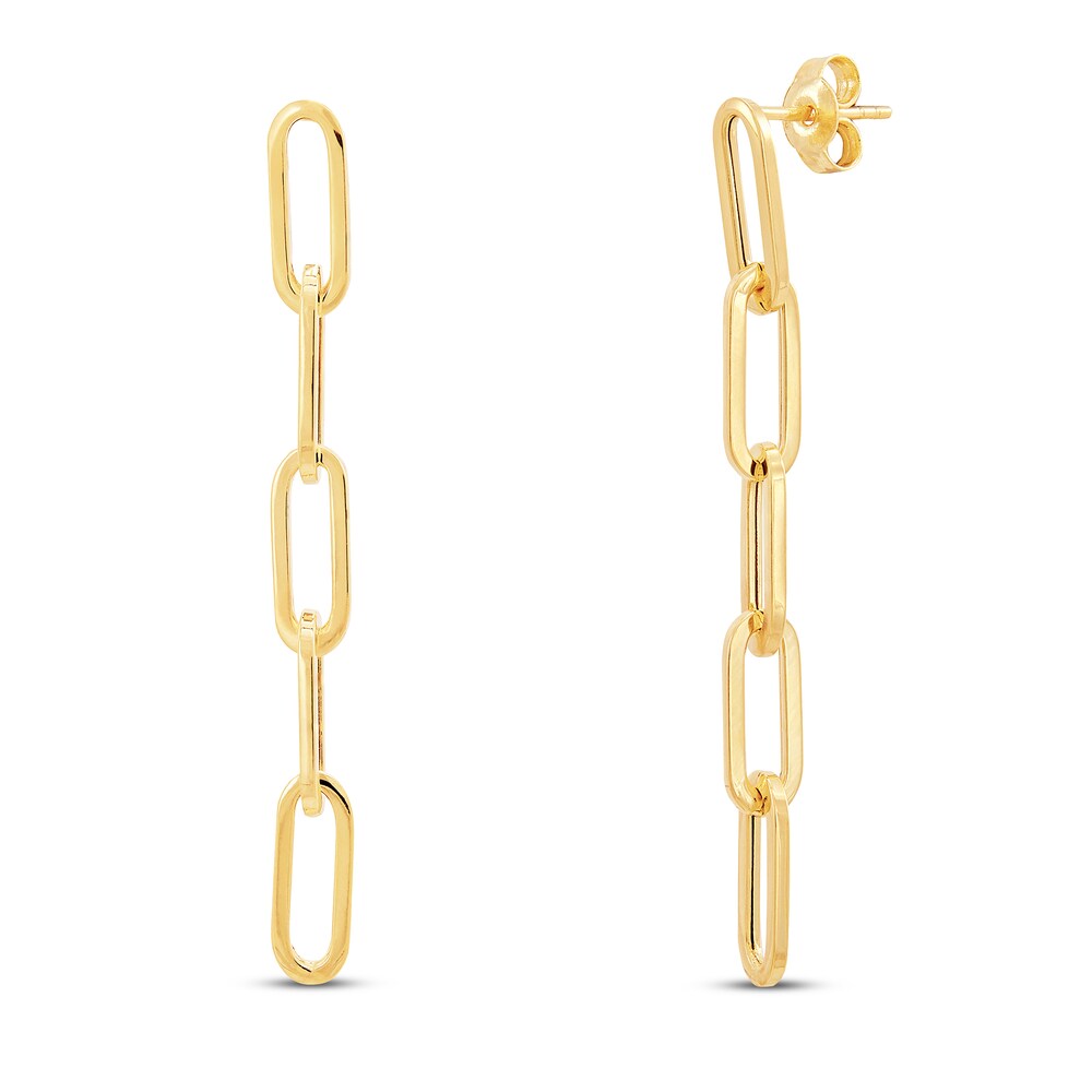 Italia D\'Oro Paper Clip Chain Earrings 14K Yellow Gold VM29wIKQ
